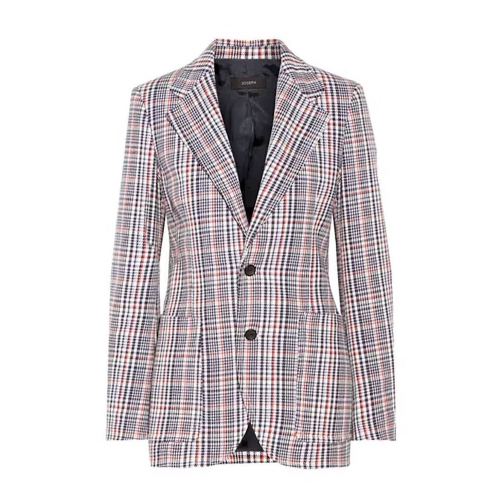 Joseph Checkered Tweed Blazer with Button Closure Size Small